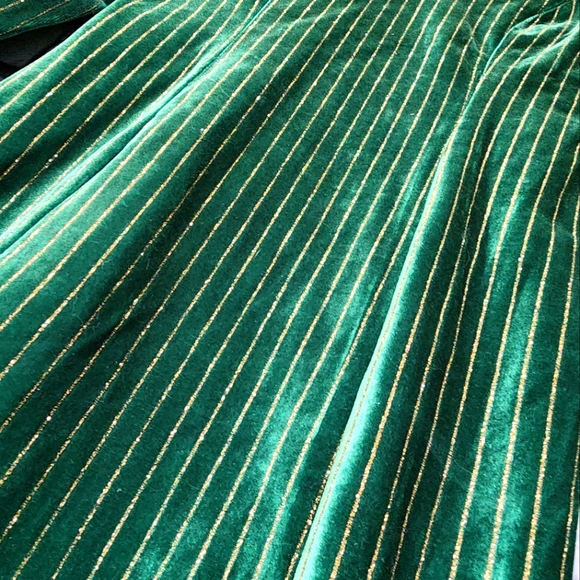 Green Velvet Gold Striped Long Sleeve Mini Dress - XS - Picture 9 of 10